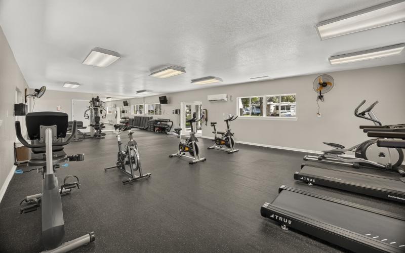 a gym with exercise equipment
